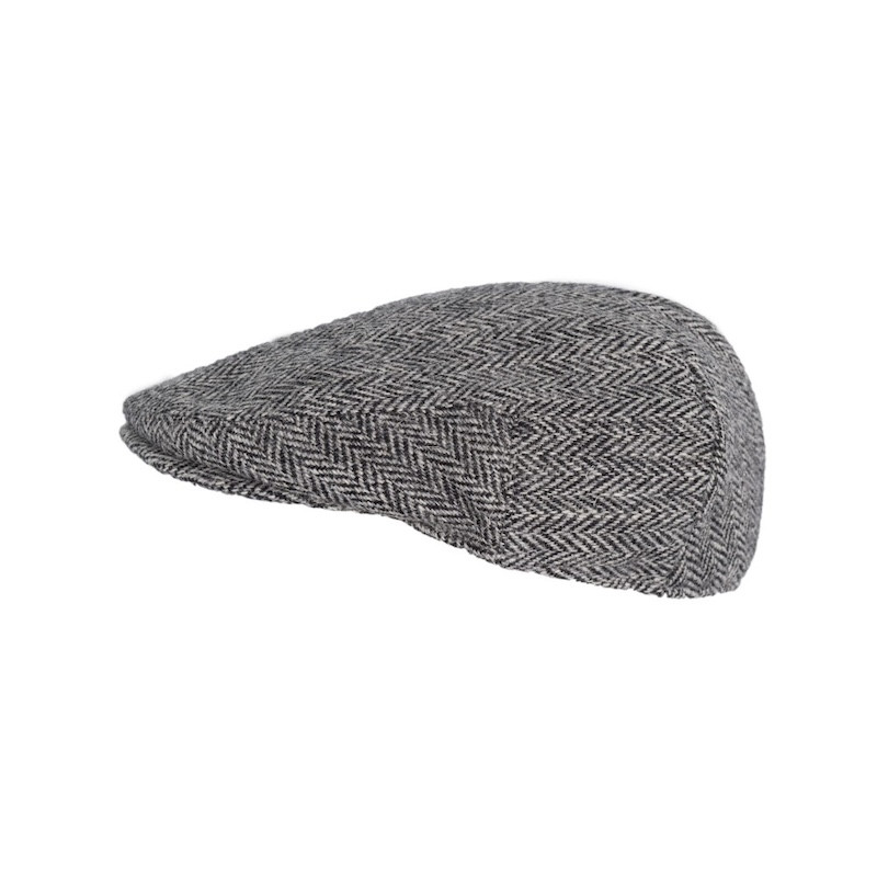 Made in UK Timeless classic Harris Tweed Oakmoor Flat Cap Steel Grey